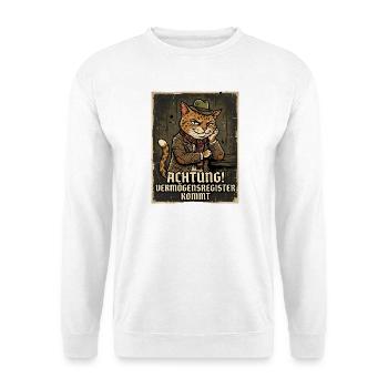 Achtung! Vermögensregister kommt - Die Katze - Unisex Pullover - Weiß - Vorne