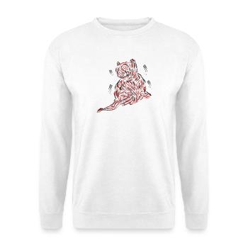 Abstrakte Katze Pinselstrich Kunst - Unisex Pullover - Weiß - Vorne