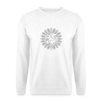 Eichhoernchen Haselnuss Mandala zum ausmalen - Unisex Pullover - Weiß - Vorne