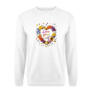 Love Your Self Blütenherz Design - Unisex Pullover - Weiß - Vorne