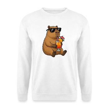 Capybara mit Sonnen-Cocktail-Style - Unisex Pullover - Weiß - Vorne