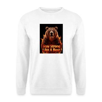 Flammenbär: Bleib stark wie ein Bär - Unisex Pullover - Weiß - Vorne