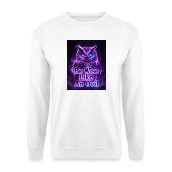 Be Wise Like An Owl - Neon Purple - Unisex Pullover - Weiß - Vorne