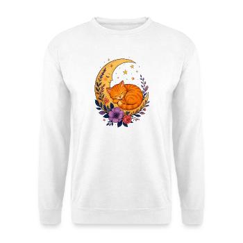 Mond Katze im Blütenmeer - Unisex Pullover - Weiß - Vorne
