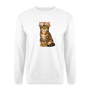 Bengalkatze - Unisex Pullover - Weiß - Vorne - Alina (178cm) & Michal (187cm)