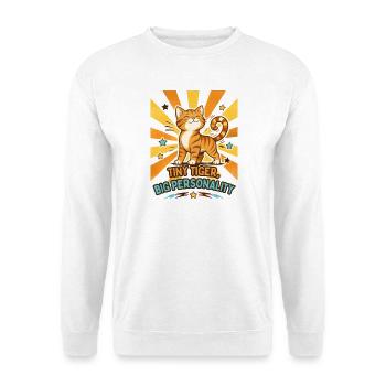 Kleiner Tiger Großer Charakter - Unisex Pullover - Weiß - Vorne - Alina (178cm) & Michal (187cm)