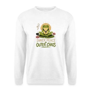 Yoga Frosch Meditation Yoga Pilates Frosch - Unisex Pullover - Weiß - Vorne - Alina (178cm) & Michal (187cm)