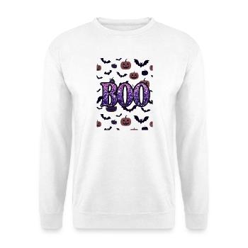 Boo Glitter Halloween-Nacht - Unisex Pullover - Weiß - Vorne - Alina (178cm) & Michal (187cm)