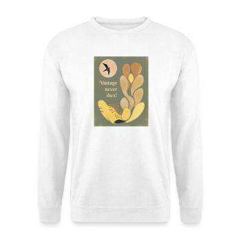 Retro Sage Green Floral – Vintage Never Dies - Unisex Pullover - Weiß - Vorne - Alina (178cm) & Michal (187cm)