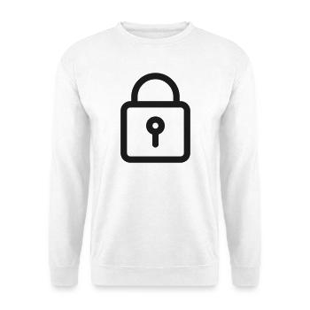 Vorhängeschloss-Schlüsselloch-Symbol - Unisex Pullover - Weiß - Vorne - Alina (178cm) & Michal (187cm)