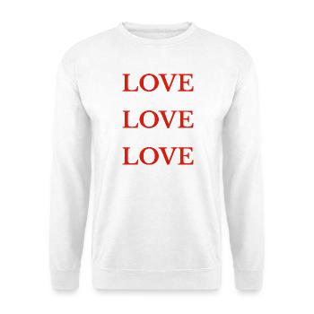 Love Love Love: Fettes Rot - Unisex Pullover - Weiß - Vorne - Alina (178cm) & Michal (187cm)
