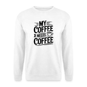 Mein Kaffee braucht Kaffee - Unisex Pullover - Weiß - Vorne - Alina (178cm) & Michal (187cm)