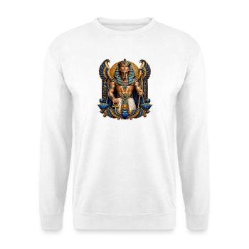 Pharao der Ewigkeit – Gold & Lapis - Unisex Pullover - Weiß - Vorne - Alina (178cm) & Michal (187cm)