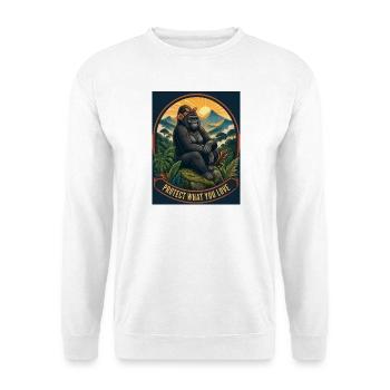 Beschütze, was du liebst – Gorilla Natur Design - Unisex Pullover - Weiß - Vorne - Alina (178cm) & Michal (187cm)