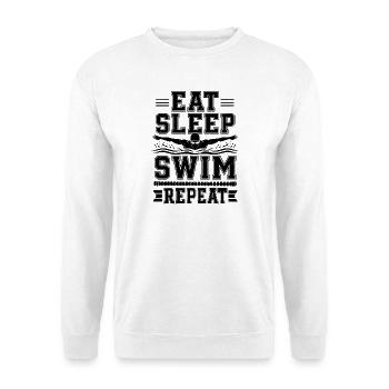 Schwimmer schwimmen Repeat-Swim Pool-fun Schwimm - Unisex Pullover - Weiß - Vorne - Alina (178cm) & Michal (187cm)