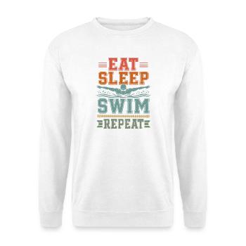  Schwimmer schwimmen Repeat-Swim Pool-fun Vintage - Unisex Pullover - Weiß - Vorne - Alina (178cm) & Michal (187cm)