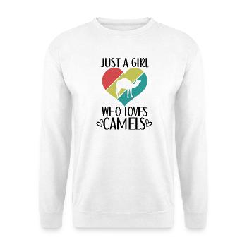 Kamel Herz Retro Look - Unisex Pullover - Weiß - Vorne - Alina (178cm) & Michal (187cm)