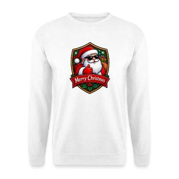 Weihnachts Santa Daumen Hoch Schild - Unisex Pullover - Weiß - Vorne - Alina (178cm) & Michal (187cm)