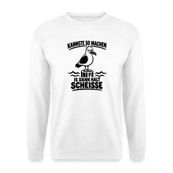 Freche Möwe Kannste so Lustiger Spruch - Unisex Pullover - Weiß - Vorne - Alina (178cm) & Michal (187cm)