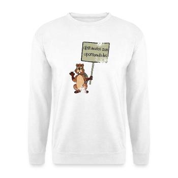 Hindernisse sind Chancen - Biber sieht nur Chancen - Unisex Pullover - Weiß - Vorne - Alina (178cm) & Michal (187cm)