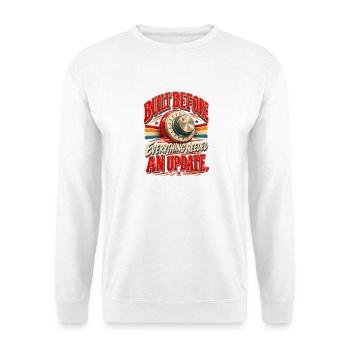 Gebaut, bevor alles überarbeitet werden musste – Retro H - Unisex Pullover - Weiß - Vorne - Alina (178cm) & Michal (187cm)