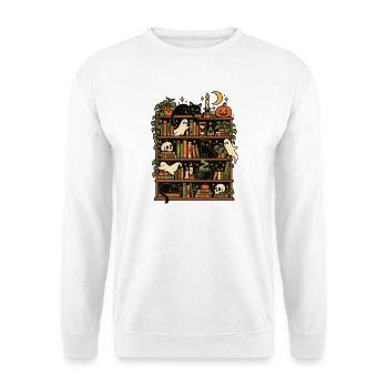 Spuk im Bücherregal - Unisex Pullover - Weiß - Vorne - Alina (178cm) & Michal (187cm)