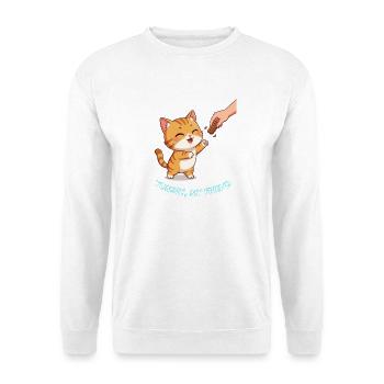 Cookie Time Katze niedliche Designkatze - Unisex Pullover - Weiß - Vorne - Alina (178cm) & Michal (187cm)