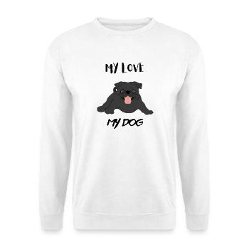 Schwarzer Welpe, mein Schatz - Unisex Pullover - Weiß - Vorne - Alina (178cm) & Michal (187cm)