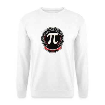 Pi Symbol Badge Ziffernring - Unisex Pullover - Weiß - Vorne - Alina (178cm) & Michal (187cm)