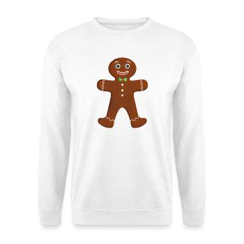 Lebkuchenmann - Klassisch mit Fliege - Unisex Pullover - Weiß - Vorne - Alina (178cm) & Michal (187cm)