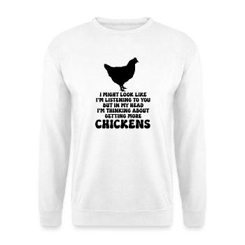 Hühner Humor - Unisex Pullover - Weiß - Vorne - Alina (178cm) & Michal (187cm)
