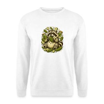 Waschbär, der Gurken frisst - Unisex Pullover - Weiß - Vorne - Alina (178cm) & Michal (187cm)