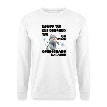 Schneemann Zeit - Snowman Time - Unisex Pullover - Weiß - Vorne - Alina (178cm) & Michal (187cm)