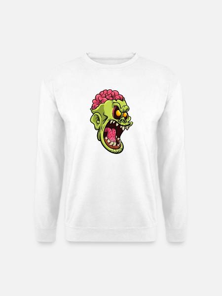 Wütender Gehirn-Zombiekopf - Unisex Pullover - Weiß