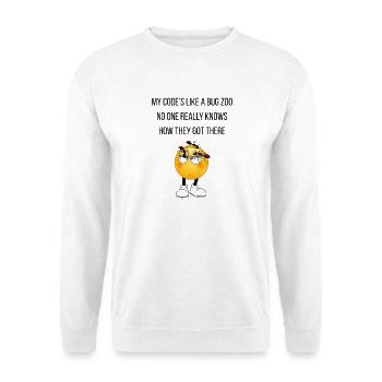 Mein Code ist wie ein Insektenzoo - Unisex Pullover - Weiß - Vorne - Alina (178cm) & Michal (187cm)