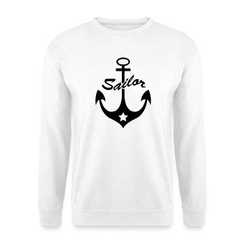 anker_wappen2 - Unisex Pullover - Weiß - Vorne - Alina (178cm) & Michal (187cm)