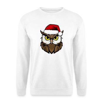Eulen Weihnachten / Weihnachtsmann Vogel - Unisex Pullover - Weiß - Vorne - Alina (178cm) & Michal (187cm)