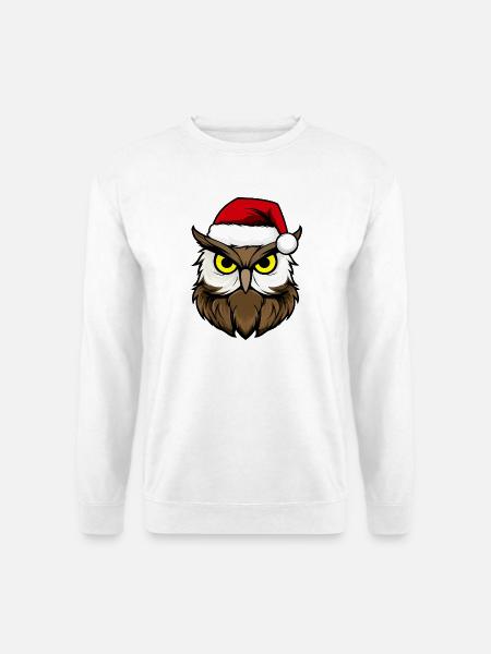 Eulen Weihnachten / Weihnachtsmann Vogel - Unisex Pullover - Weiß