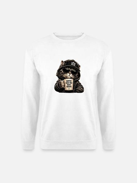 Kaffee Katze Hoodie - Unisex Pullover - Weiß
