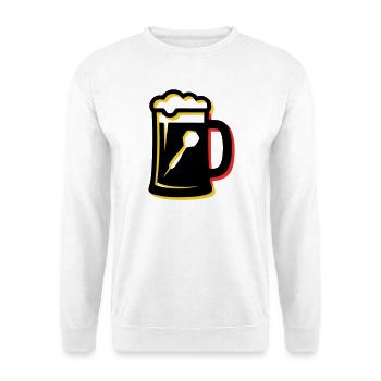 Bierkrug Dartpfeil Wappen - Unisex Pullover - Weiß - Vorne - Alina (178cm) & Michal (187cm)
