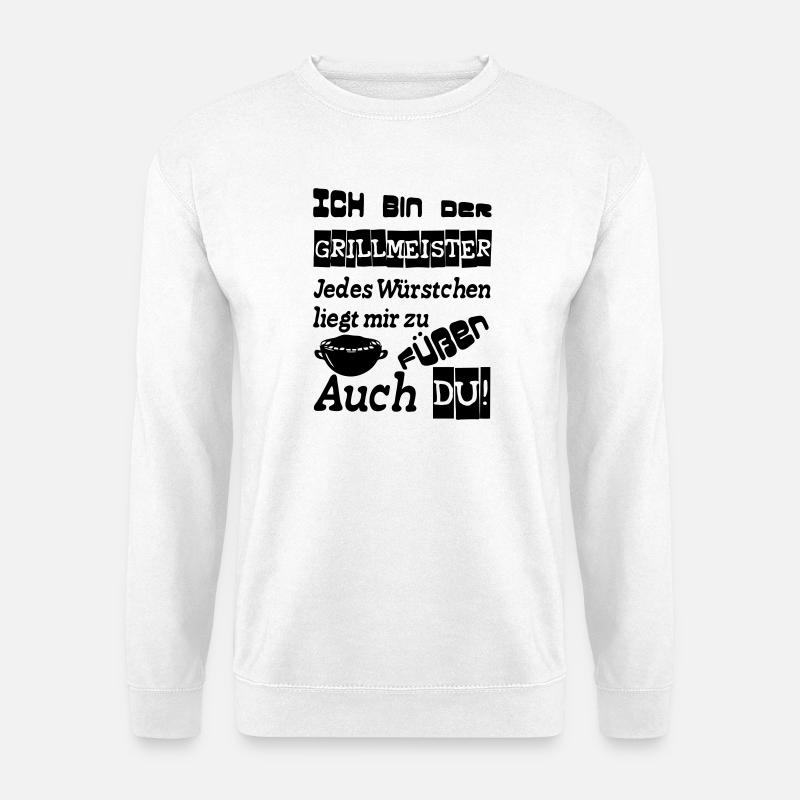 Grillmeister Spruch Grill grillen Geschenk Spruch - Unisex Pullover - Weiß