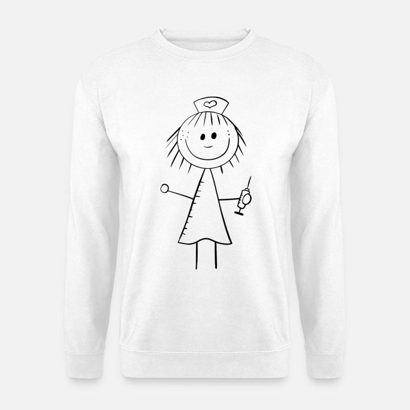 Lustiges Krankenschwester Strichmännchen - Unisex Pullover - Weiß