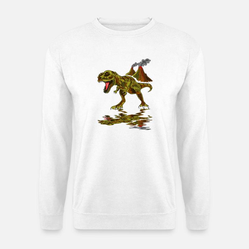 Dinosaurier Vulkan - Unisex Pullover - Weiß