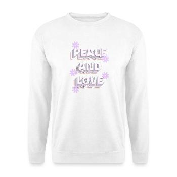 Peace and Love Retro - Unisex Pullover - Weiß - Vorne