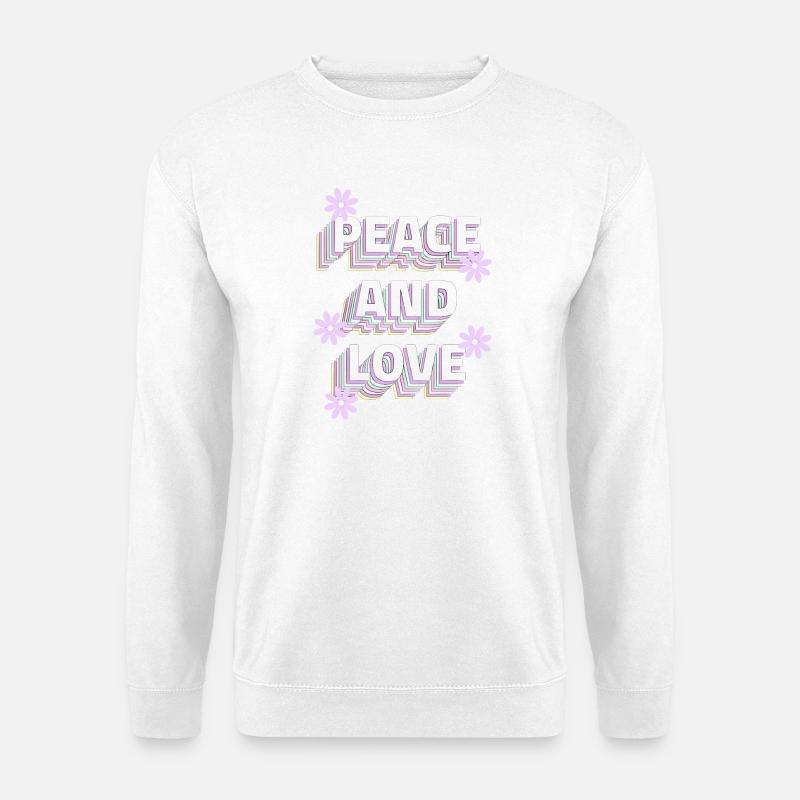 Peace and Love Retro - Unisex Pullover - Weiß