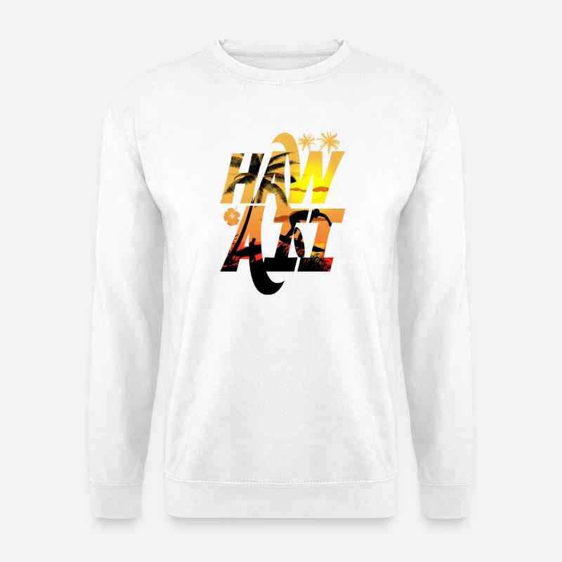 Surfen und Palmen im Sonnenschein Hawaii - Unisex Pullover - Weiß