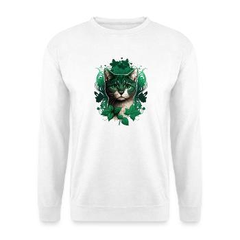 Cat with ivy frame - Unisex Sweatshirt - white - Front