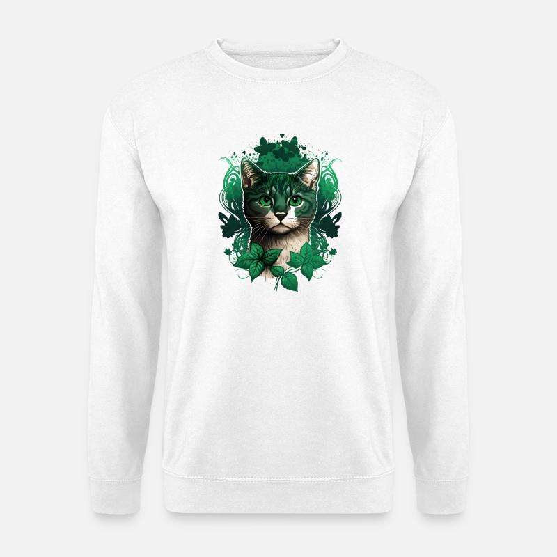 Cat with ivy frame - Unisex Sweatshirt - white