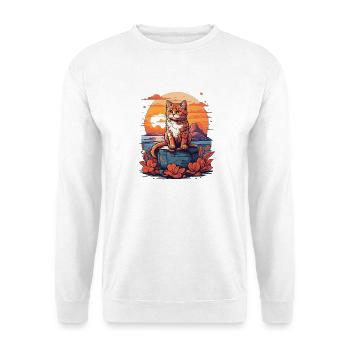 Cat on treasure chest in Sunset - Unisex Sweatshirt - white - Front