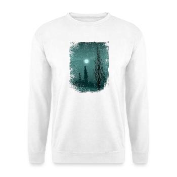 Mond schimmert sich an Bäumen - Unisex Pullover - Weiß - Vorne